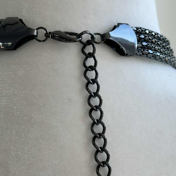 Gunmetal Beaded Multi-Strand Sculptural Knot Statement Necklace – OS - Picture 5 of 6